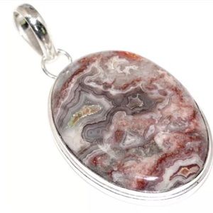 Mexican Laguna Lace Agate Pendant 925